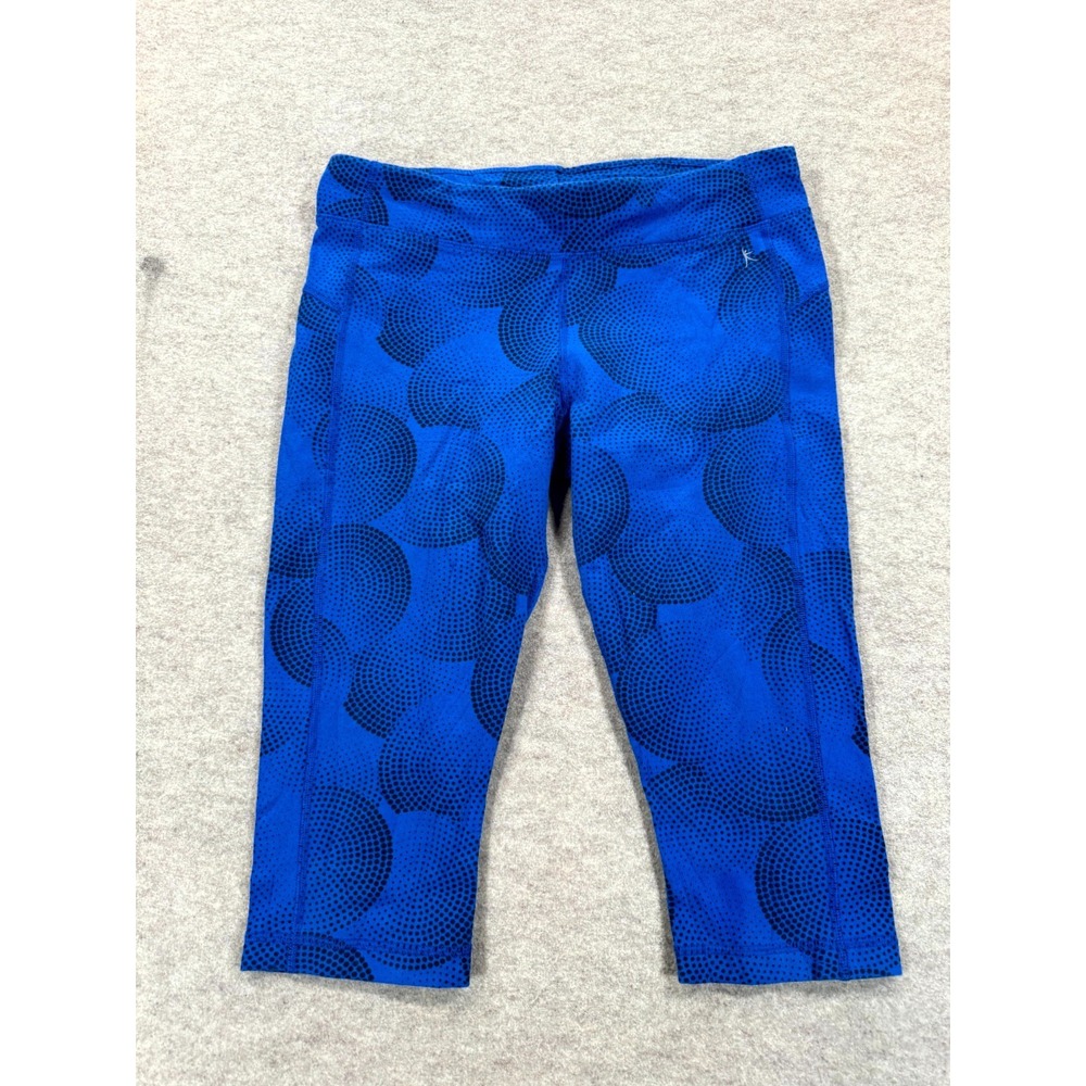 Danskin Now Womens Yoga Leggings Medium Blue Dotted Circle Cropped DNL26107